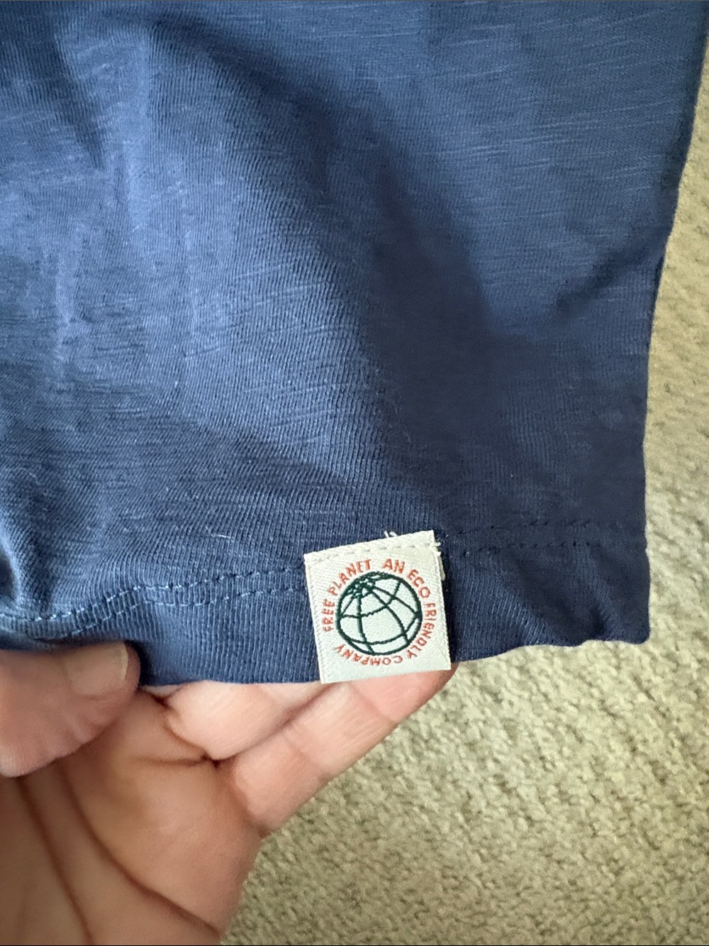 NWT Free Planet Men’s Navy Short Sleeve Organic Cotton Crew Tee -Size Medium - Picture 7 of 8